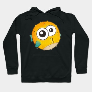 Kiss from a Pufferfish - Cute Yellow Blowfish with Big Eyes Hoodie